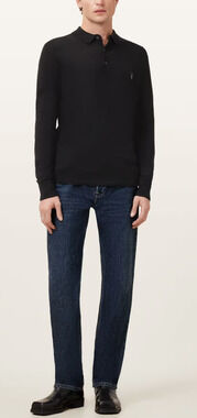 All Saints Mode‎ Merino wool long sleeve Ramskull polo shirt Med Quiet Luxury